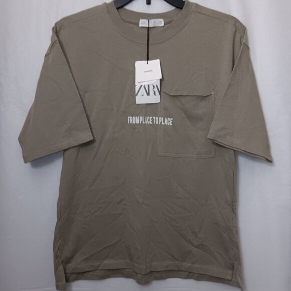 ZARA OVERSIZED SHORT-SLEEVED POCKET TEE - Picture 1 of 11